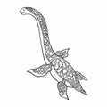 Vector illustration of doodle silhouette of a waterfowl dinosaur isolated on a white background.